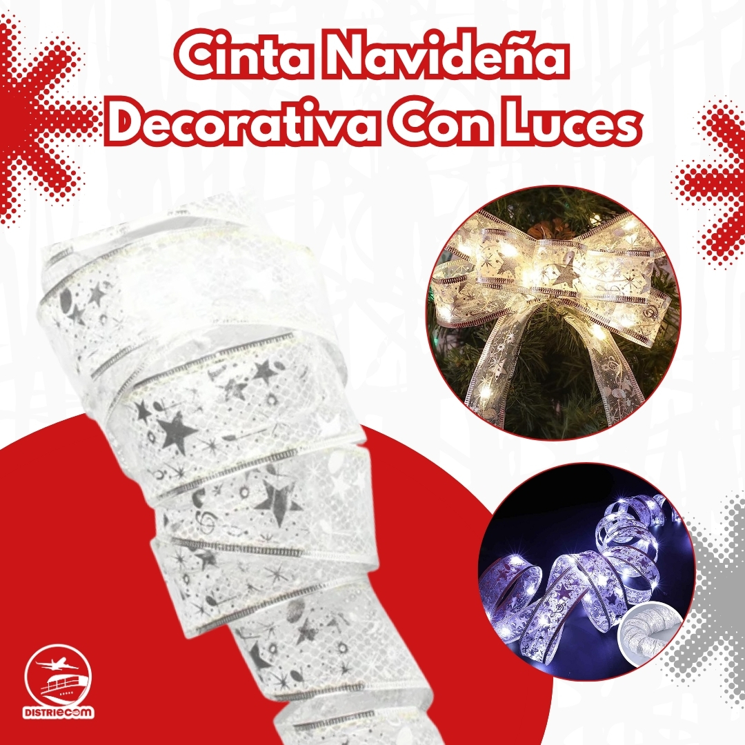 CINTA NAVIDEÑA DECORATIVA CON LUCES